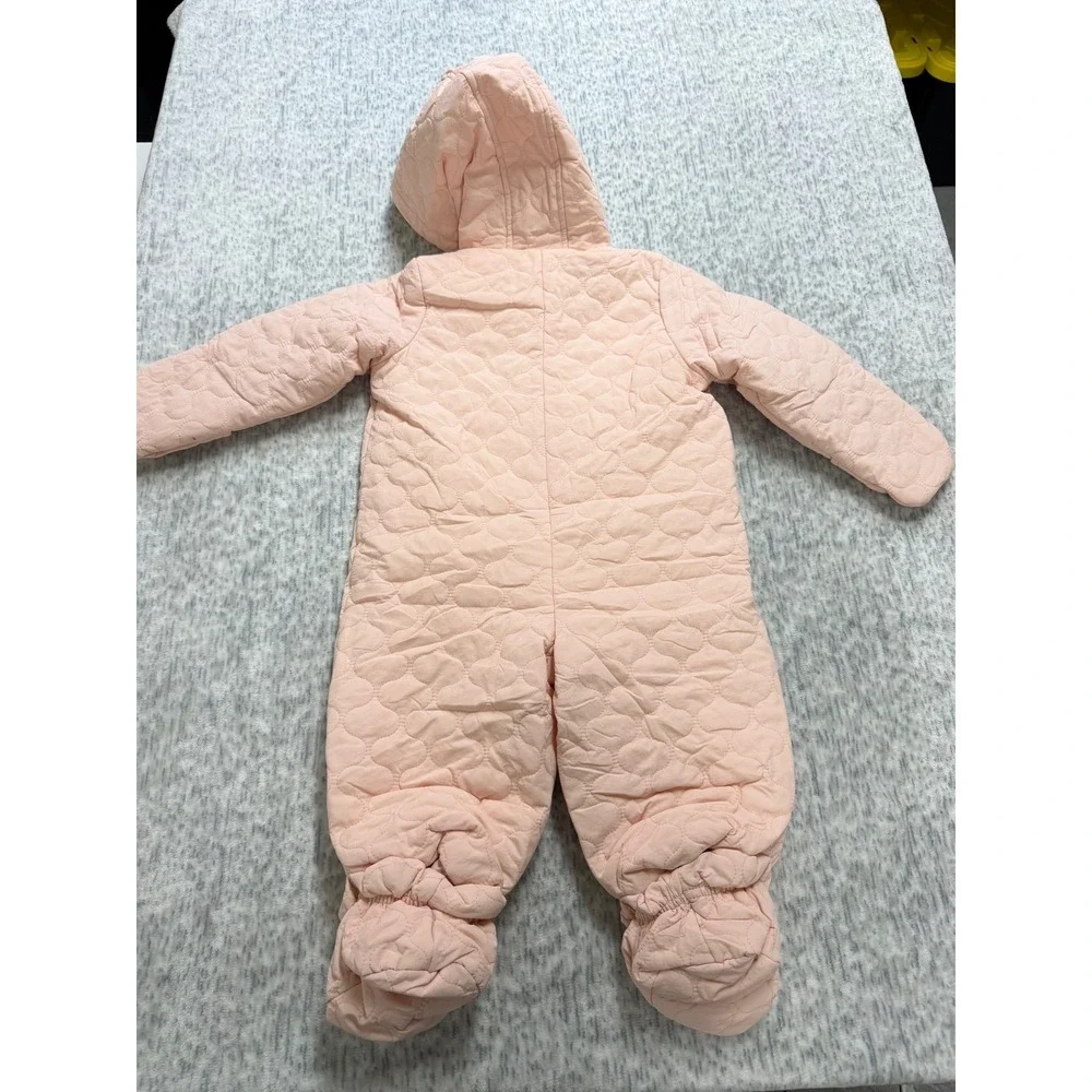 Gap Baby Girl Quilted‎ Heart Sherpa Lined Pram Suit Snowsuit Pink 18 Months NEW